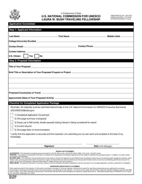 Form DS-7646 U.S. National Commission for Unesco Laura W. Bush Traveling Fellowship