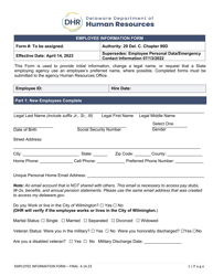 Document preview: Employee Information Form - Delaware
