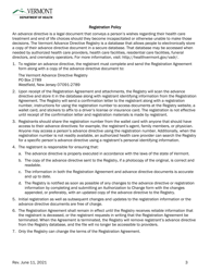 Vermont Advance Directive Registry Registration Agreement &amp; Authorization to Change Form - Vermont, Page 3