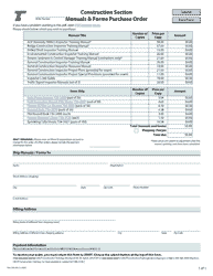 Document preview: Form 734-5109 Construction Section Manuals & Forms Purchase Order - Oregon