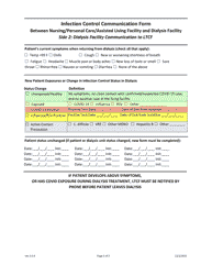 Infection Control Communication Form Between Nursing/Personal Care/Assisted Living Facility and Dialysis Facility - Texas, Page 2
