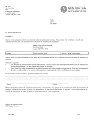 Document preview: Formulario 3F002E Cuestionario Para Revisar La Manutencion Para Ninos - Texas (Spanish)