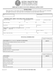 Form 1575 Arrears Payment Incentive Program Application - Texas