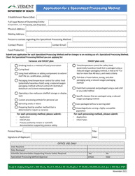 Application for a Specialized Processing Method - Vermont, Page 4