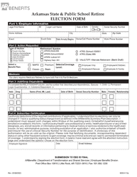 Document preview: Form 6000-F-13A Arkansas State & Public School Retiree Election Form - Arkansas
