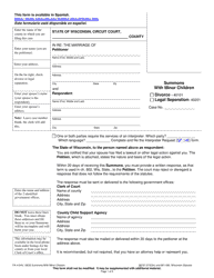 Document preview: Form FA-4104V Summons With Minor Children - Wisconsin