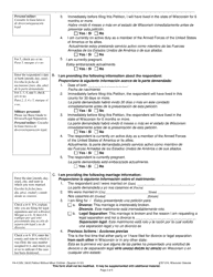 Form FA-4109V Petition Without Minor Children - Wisconsin (English/Spanish), Page 2