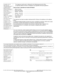 Form FA-4105V Summons Without Minor Children - Wisconsin (English/Spanish), Page 2