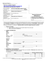Form FA-4139V Financial Disclosure Statement of Petitioner/Joint Petitioner a/Respondent/Joint Petitioner B - Wisconsin