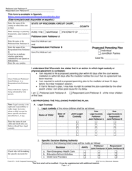 Document preview: Form FA-4147V Proposed Parenting Plan - Wisconsin