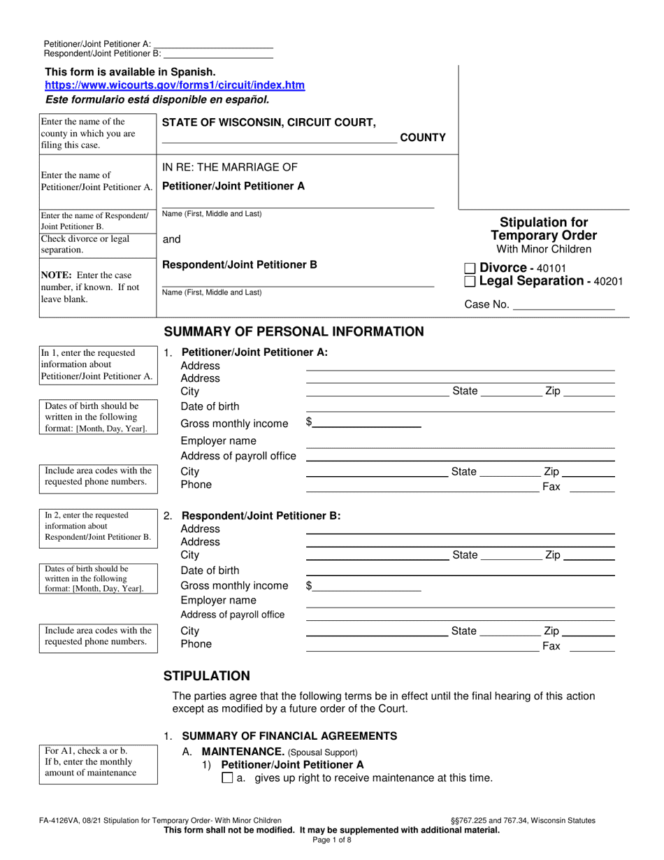 Form FA-4126VA - Fill Out, Sign Online and Download Printable PDF ...
