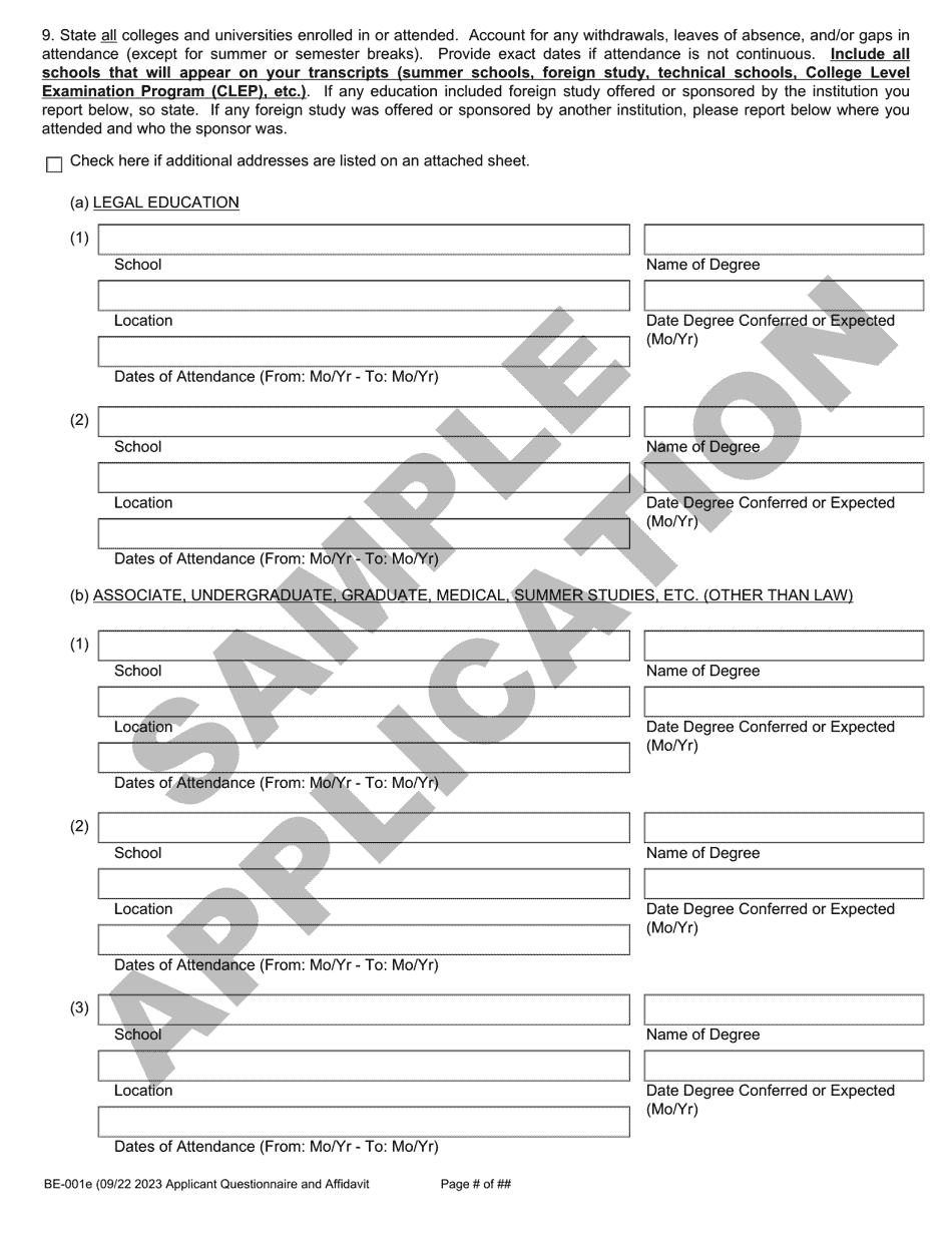 Form BE-001E Applicant Questionnaire and Affidavit - Sample - Wisconsin, Page 4