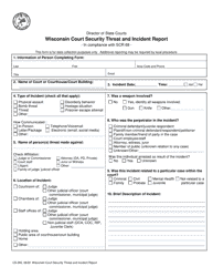 Form CS-265 Wisconsin Court Security Threat and Incident Report - Wisconsin, Page 2