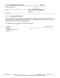 Document preview: Form GN-4065 Notice of Firearm Restriction - Wisconsin