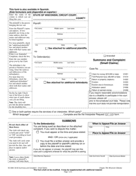 Document preview: Form SC-500I Summons and Complaint (Small Claims) - Wisconsin