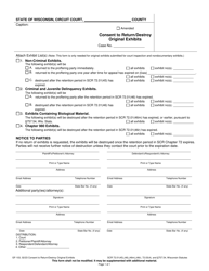 Document preview: Form GF-103 Consent to Return/Destroy Original Exhibits - Wisconsin