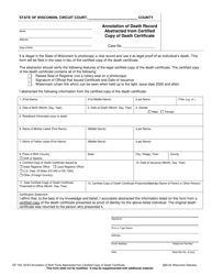 Document preview: Form GF-162 Annotation of Death Record Abstracted From Certified Copy of Death Certificate - Wisconsin