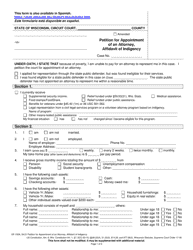 Document preview: Form GF-152A Petition for Appointment of an Attorney, Affidavit of Indigency - Wisconsin