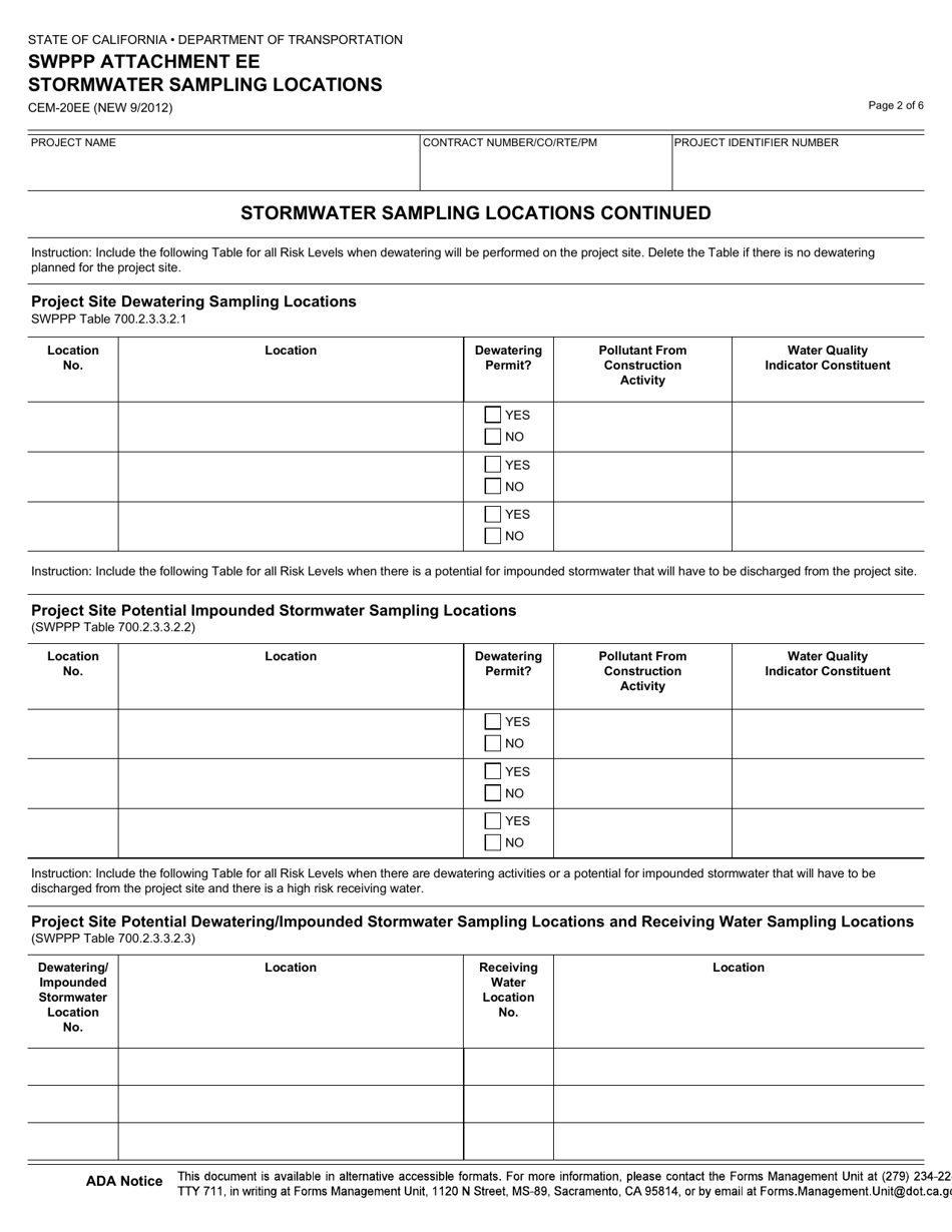 Form CEM-20EE Attachment E Stormwater Sampling Locations - California, Page 2