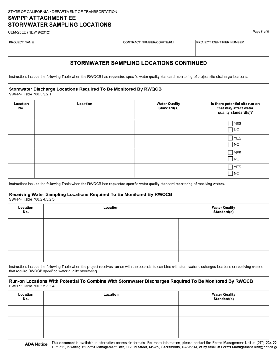 Form CEM-20EE Attachment E Stormwater Sampling Locations - California, Page 5
