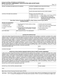 Document preview: Form DOT CEM-2008SW Swppp or Wpcp Amendment Certification and Acceptance - California