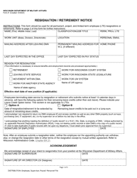 Resignation/Retirement Notice - Wisconsin