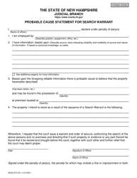 Document preview: Form NHJB-2372-DS Probable Cause Statement for Search Warrant - New Hampshire