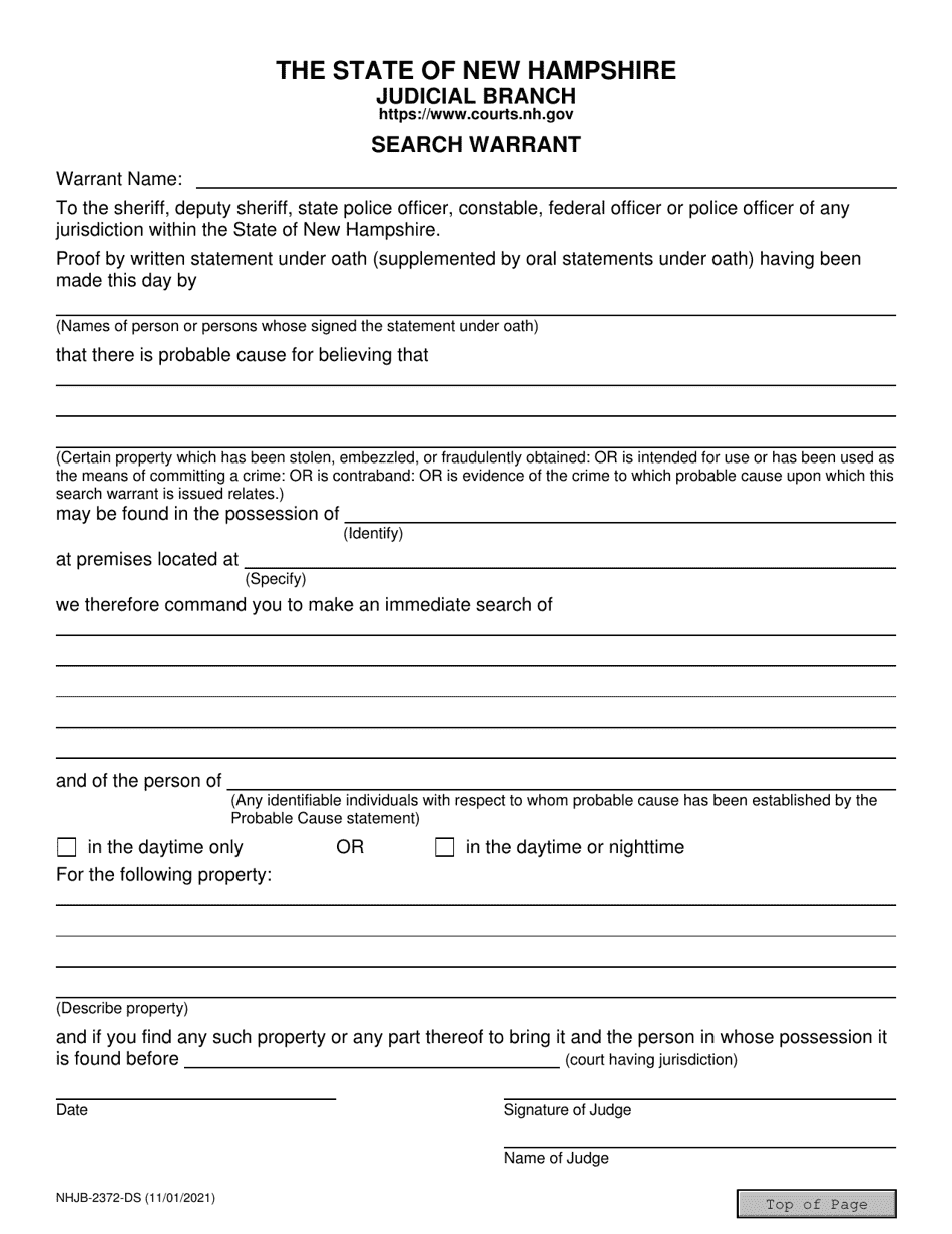 Form NHJB-2372-DS Probable Cause Statement for Search Warrant - New Hampshire, Page 4