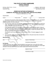 Form NHJB-2100-DFS Order on Further Extension of Domestic Violence or Stalking Final Protective Order - Sample - New Hampshire, Page 2