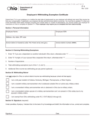 Form IT4 Employee&#039;s Withholding Exemption Certificate - Ohio