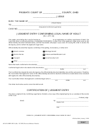 Document preview: Form 21.8 (SCO-CLC-PBT0021.8) Judgment Entry Conforming Legal Name of Adult - Ohio
