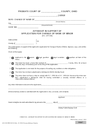 Document preview: Form 21.02 (SCO-CLC-PBT0021.02) Affidavit in Support of Application for Change of Name of Minor - Ohio