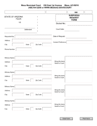 Subpoena Request Form - City of Mesa, Arizona