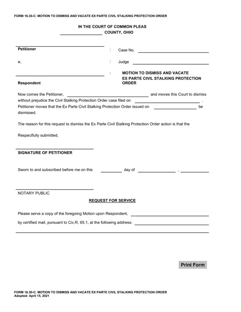 Form 16.30-C  Printable Pdf