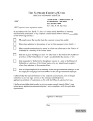 Document preview: Notice of Termination of Corporate Counsel Registration - Ohio
