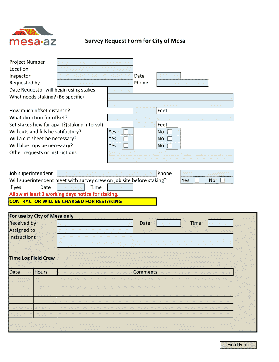 Survey Request Form - City of Mesa, Arizona, Page 1