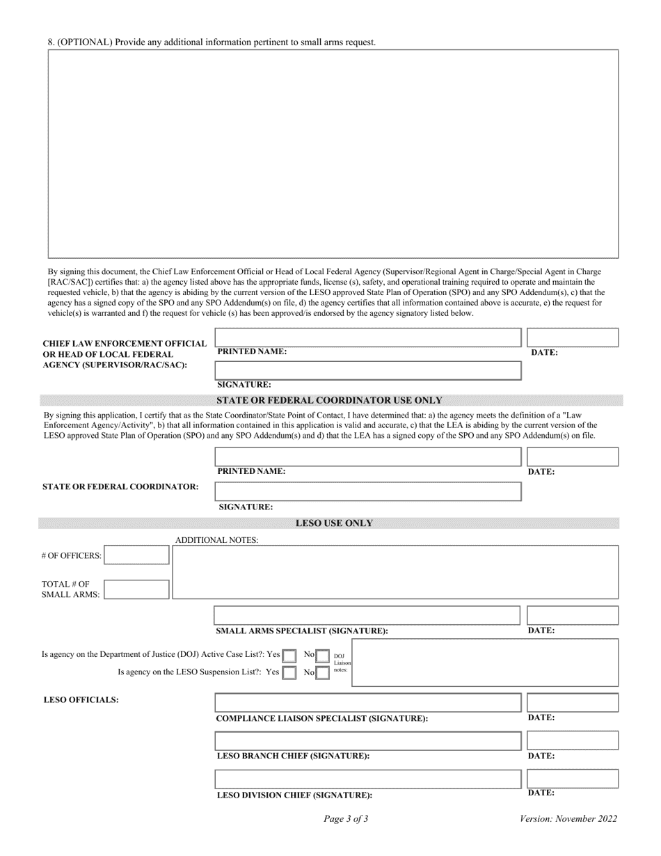 Small Arms Request - Law Enforcement Agency (Lea), Page 3