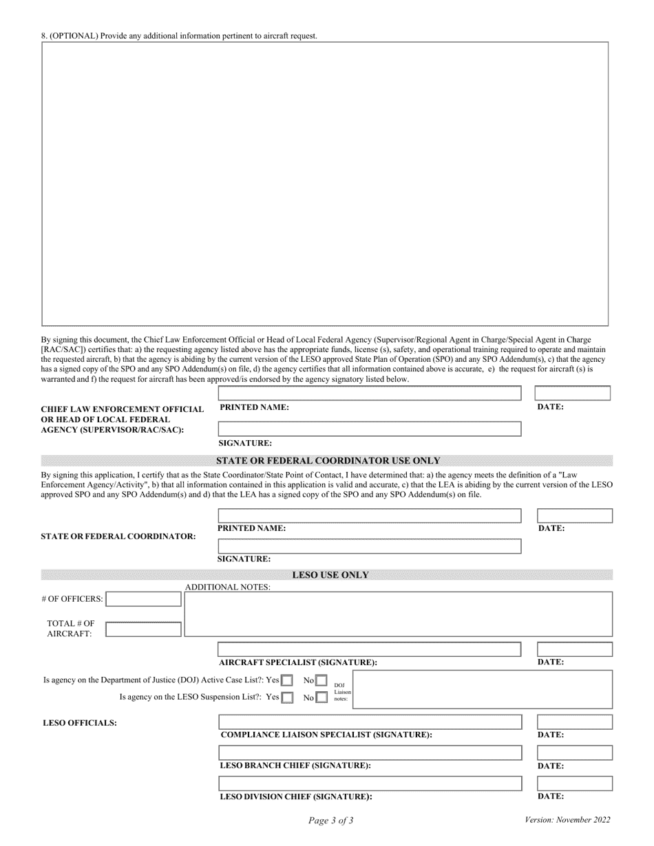 Aircraft Request - Law Enforcement Agency (Lea), Page 3