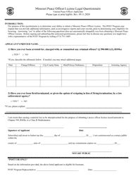 Missouri Peace Officer License Application for Veteran Peace Officers - Missouri, Page 3