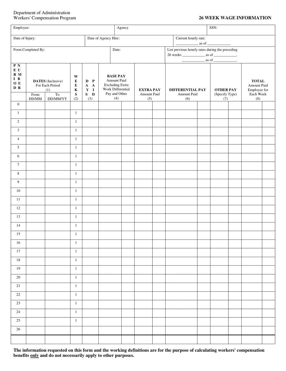 26 Week Wage Information - Minnesota, Page 1