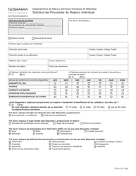 Document preview: Formulario CFS-131-S Solicitud Del Proveedor De Respiro Individual - Nebraska (Spanish)
