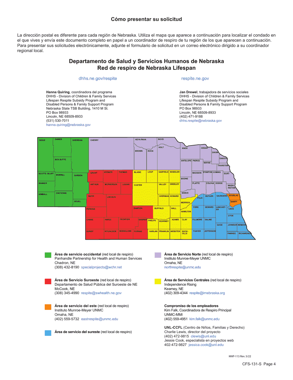 Formulario CFS-131-S Solicitud Del Proveedor De Respiro Individual - Nebraska (Spanish), Page 4
