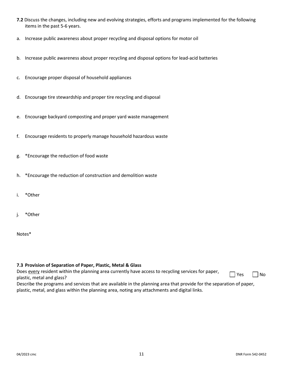 DNR Form 542-0452 Iowa Solid Waste Comprehensive Planning Plan Update Form - Iowa, Page 11
