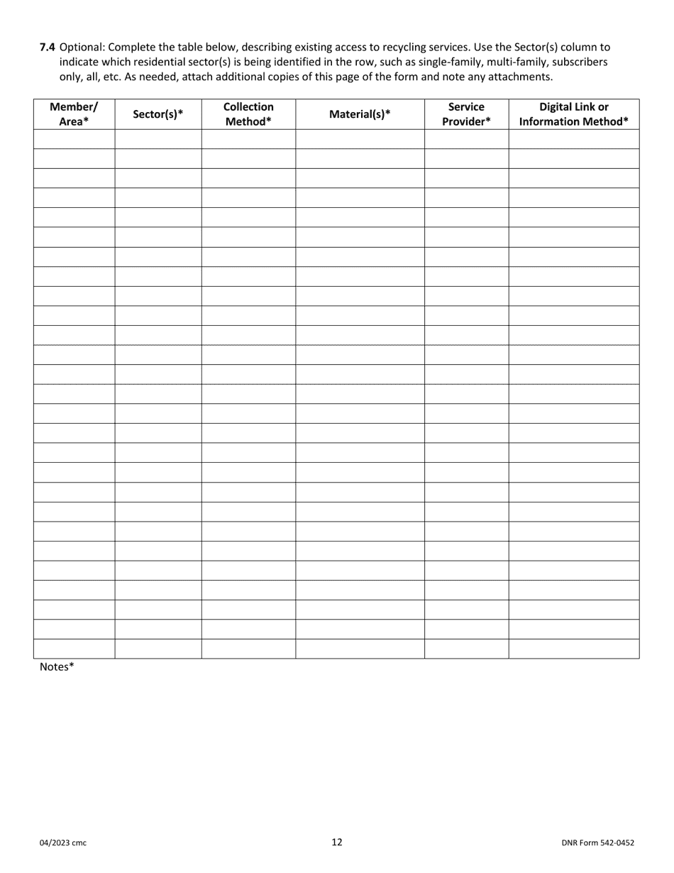 DNR Form 542-0452 Iowa Solid Waste Comprehensive Planning Plan Update Form - Iowa, Page 12