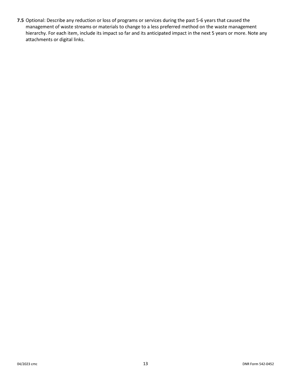 DNR Form 542-0452 Iowa Solid Waste Comprehensive Planning Plan Update Form - Iowa, Page 13