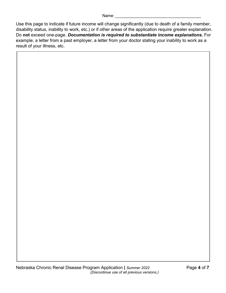 Chronic Renal Disease Program Application - Nebraska, Page 4