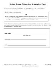 Chronic Renal Disease Program Application - Nebraska, Page 5