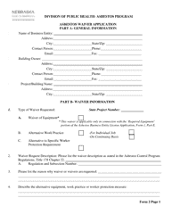 Form 2 Asbestos Waiver Application - Nebraska, Page 2