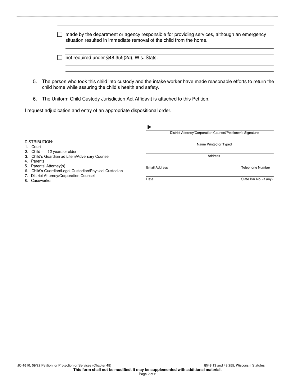 Form JC-1610 Download Printable PDF or Fill Online Petition for ...