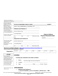 Document preview: Form FA-611 Order to Enforce Physical Placement Order - Wisconsin